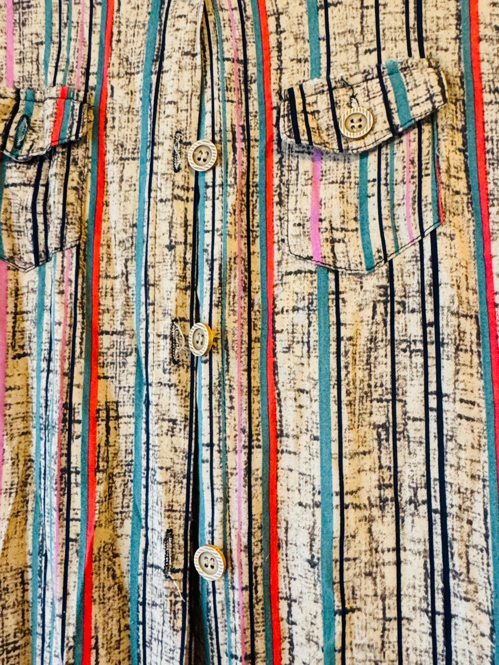 Striped Button-Front Maxi Dress in Multicolor - Turkish Style